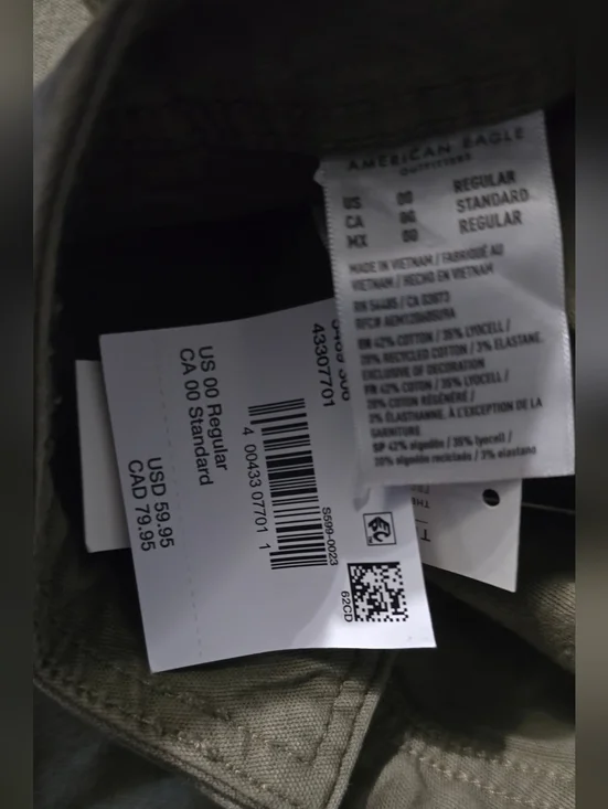 American Eagle Outfitters Olive Green Stovepipe Pants - Picture 7 of 7